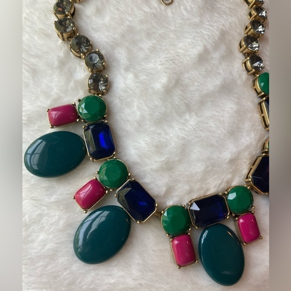 J. Crew Collectible Green Pink Blue Statement Necklace - Picture 5 of 8